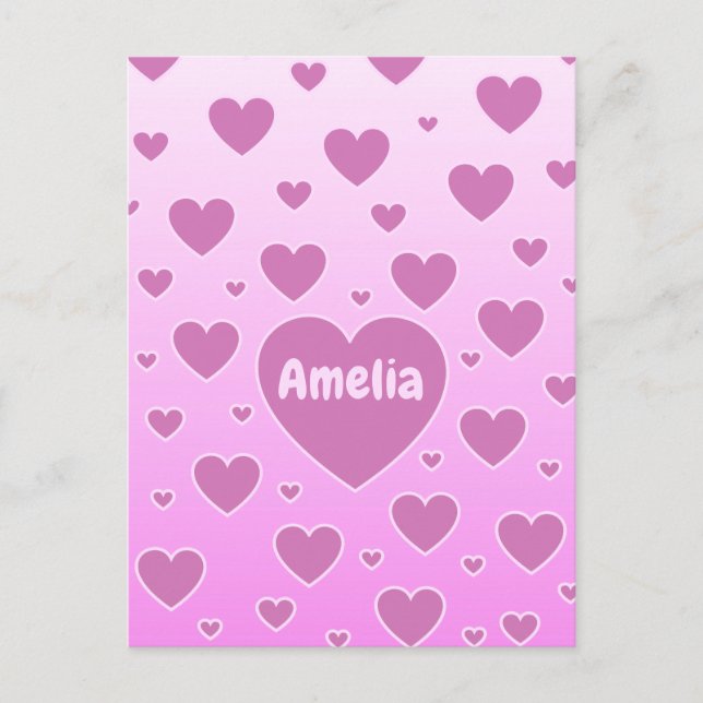 Carte postale Coeurs roses (Devant)