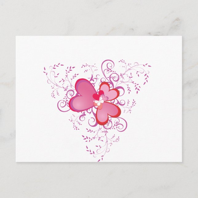Carte Postale Coeurs roses (Devant)