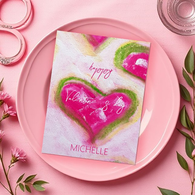 Carte Postale Coeurs roses chauds et artistiques mignons (Créateur téléchargé)