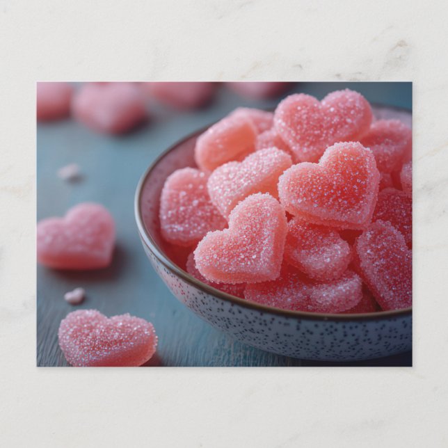 Carte Postale Coeurs roses de sucre en coquille Saint Valentin (Devant)