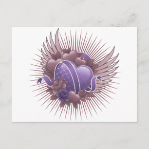 Carte Postale Coeurs Roses et ailes