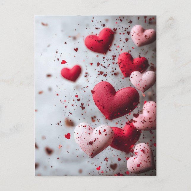 Carte Postale Coeurs roses foncées Salutation de Valentine (Devant)