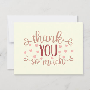 Carte Postale Cœurs roses mignons merci beaucoup  