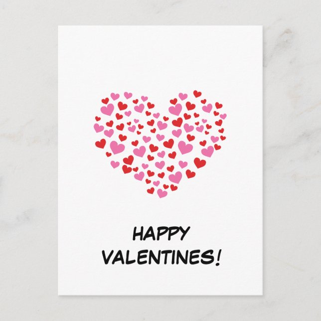 Carte Postale Coeurs Rouge Et Rose | Ajouter votre texte (Devant)