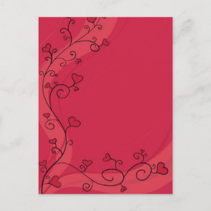 Carte Postale Coeurs rouges en croissance