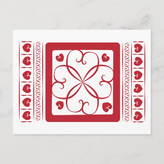 Carte Postale Coeurs rouges partout (Devant)