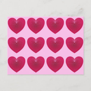 Carte Postale Coeurs rouges roses profondes sur un arrière - pla
