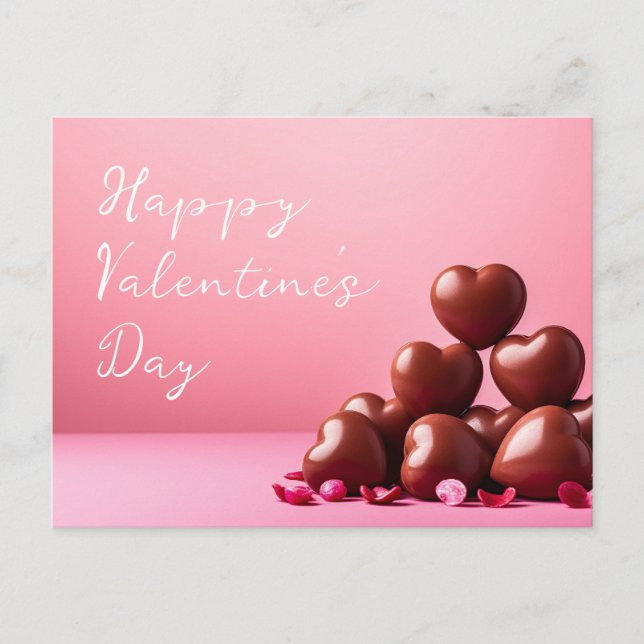 Carte Postale Coeurs rouges sur terrain rose Saint Valentin (Devant)