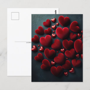 Carte Postale Coeurs rouges velours, Post-croisement