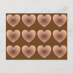 Carte Postale Coeurs satinés en Brown de chocolat