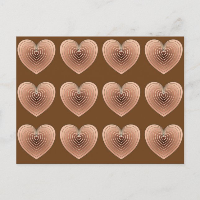 Carte Postale Coeurs satinés en Brown de chocolat (Devant)