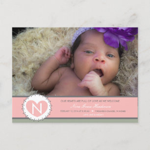 Carte Postale Coeurs sont Full Baby fille annonce de naissance