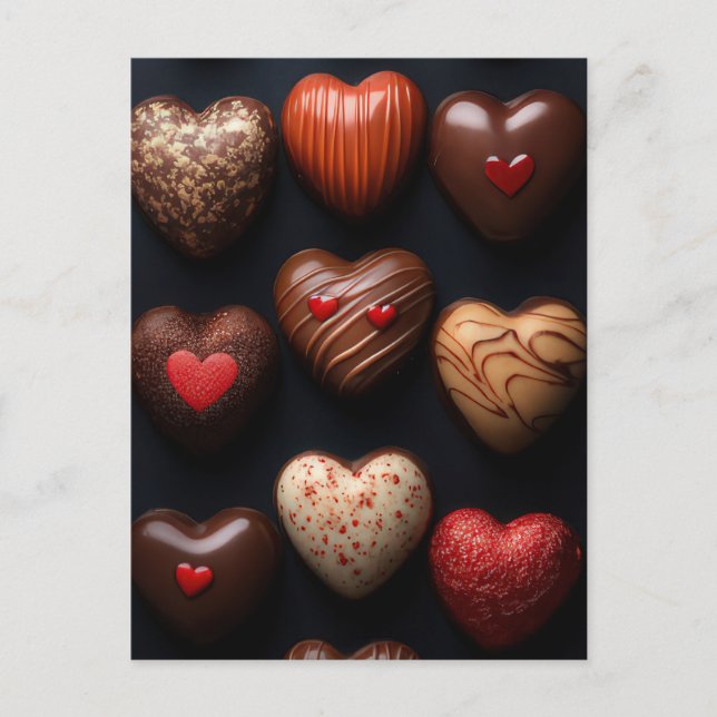 Carte Postale coeurs sucrés au chocolat Saint-Valentin (Devant)