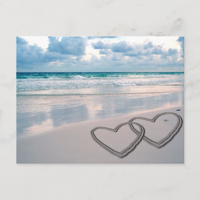 Carte Postale Coeurs tirés dans le sable (Devant)