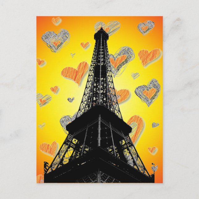 Carte postale Coeurs Tour Eiffel (Devant)