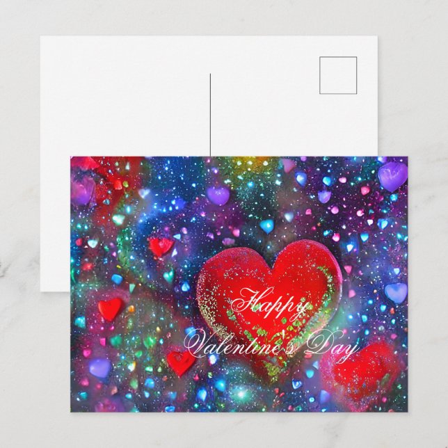 Carte Postale Cœurs valentines abstraits lumineux (Devant / Derrière)