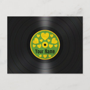 Carte Postale Coeurs vert et jaune Dossier Vinyle personnalisé