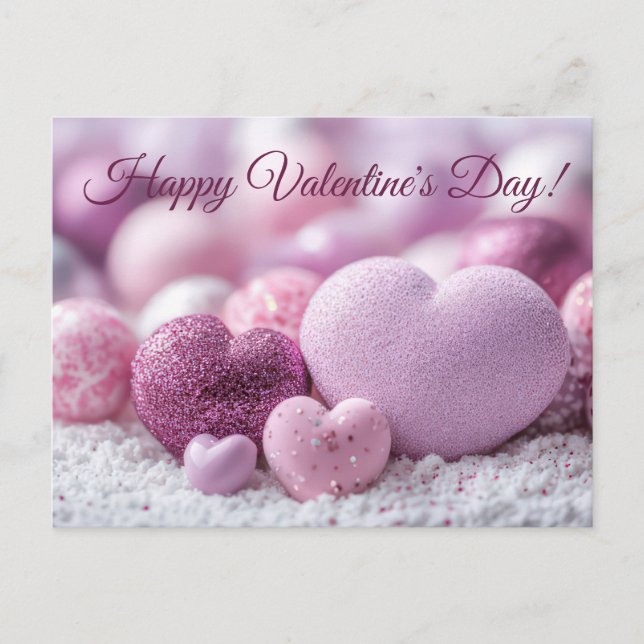 Carte Postale Coeurs violets et Saint-Valentin (Devant)