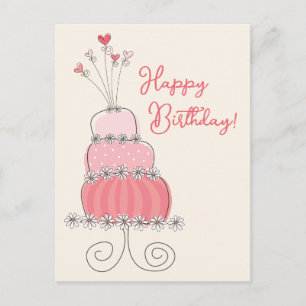 Carte Postale Coeurs Whimsical Merci de gâteau d'anniversaire ro