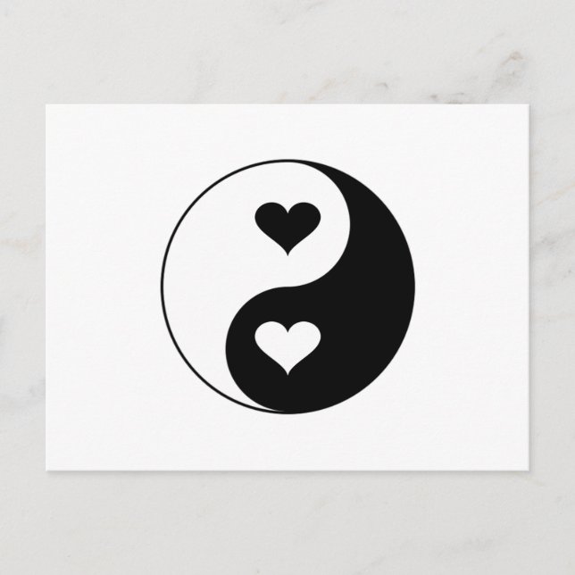 Carte Postale Coeurs Yin Yang (Devant)