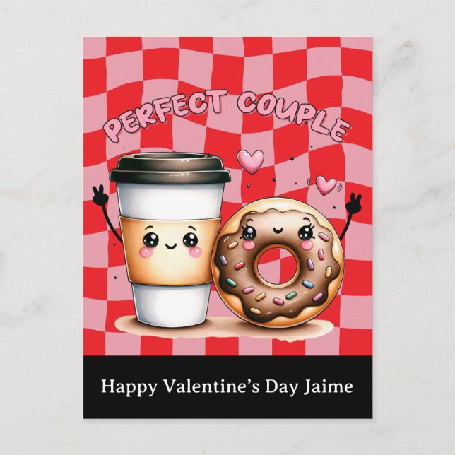 Carte Postale Coffee Couple Funny Valentines Day Postcard (Devant)