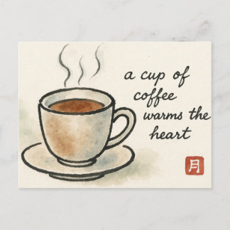 Carte Postale Coffee Etegami Postcard