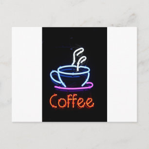 Carte Postale Coffee Lover Cup Neon Sign Cadeau présent