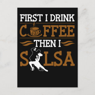 Carte Postale Coffee Lover Salsa Dancing Sport Humor Dancer