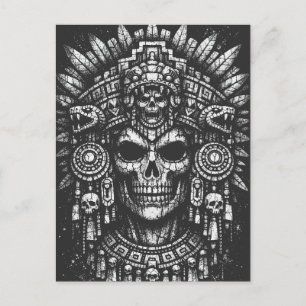 Carte Postale Coiffe de crâne aztèque par BurnsInHell
