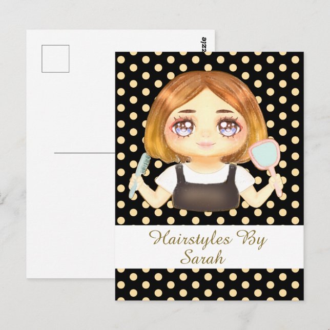 Carte Postale Coiffeuse de salon (Devant / Derrière)