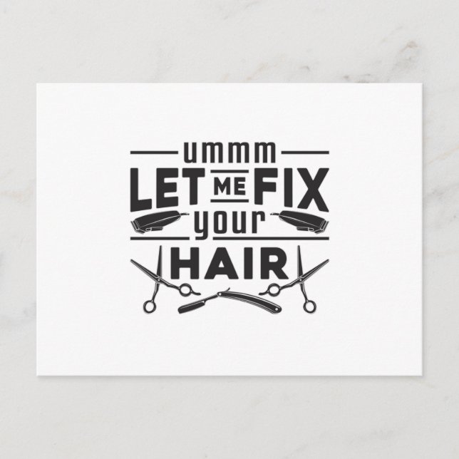 Carte Postale Coiffeuse Stylo Barber Ciseaux Coiffeur Idée cadea (Devant)