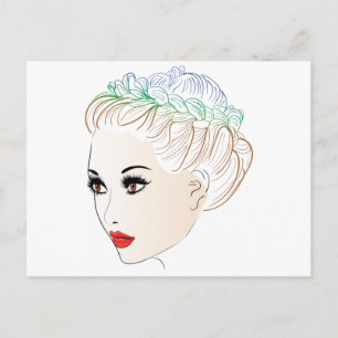 Carte Postale Coiffure de mode Lineart 2