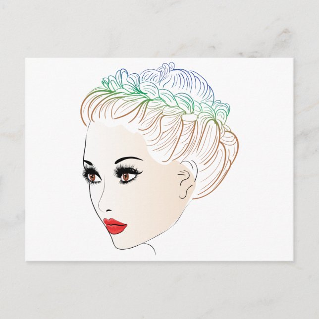 Carte Postale Coiffure de mode Lineart 2 (Devant)