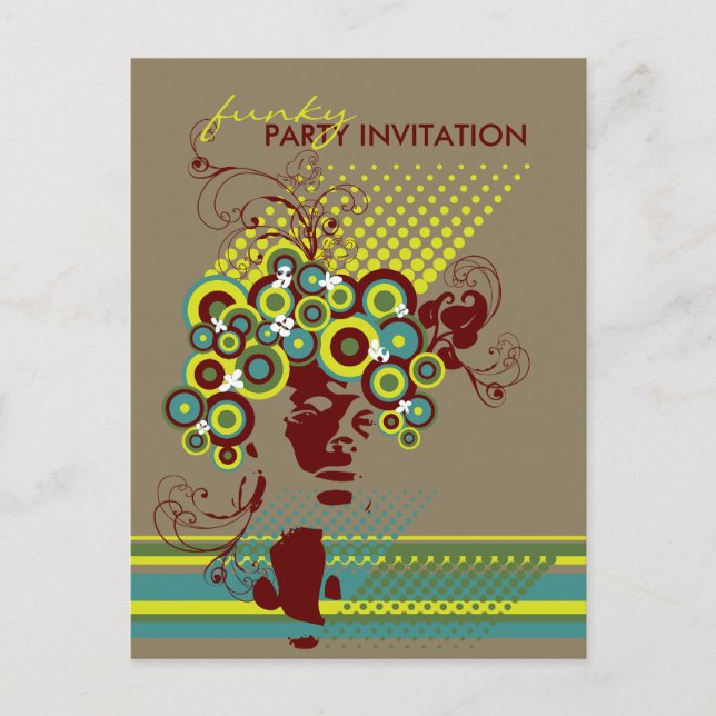 Carte Postale Coiffure Funky Bloom *02 Party Invitation Postcard (Devant)