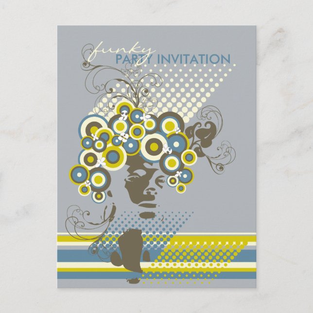 Carte Postale Coiffure Funky Bloom *04 Party Invitation Postcard (Devant)