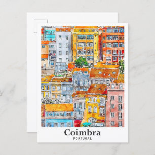 Carte Postale Coimbra Portugal Voyage Aquarelle main tirée