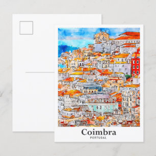 Carte Postale Coimbra Portugal Voyage Aquarelle main tirée