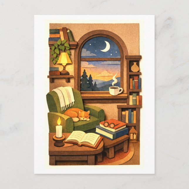 Carte Postale Coin de lecture cosy (Devant)