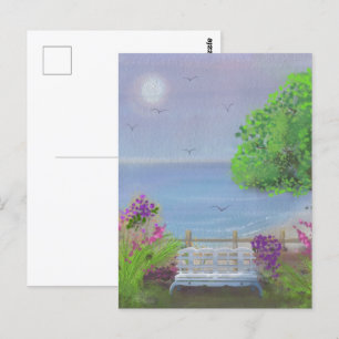 Carte Postale Coin salon floral charmant au bord de la mer