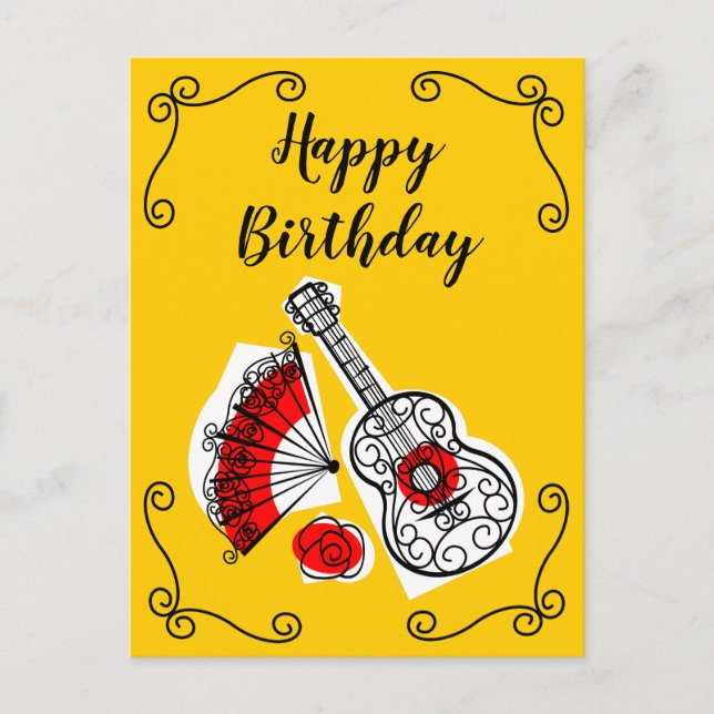Carte Postale Coins de souvenirs espagnols Anniversaire vertical (Devant)