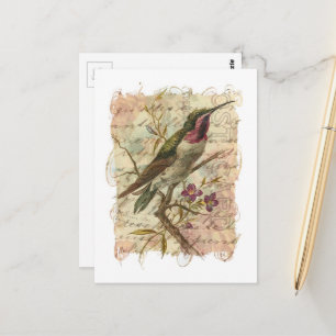 Carte Postale Colage de colibri vintage
