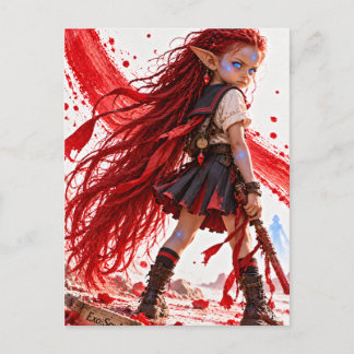 Carte Postale Colère / Petit Combattant / Rouge Cerise