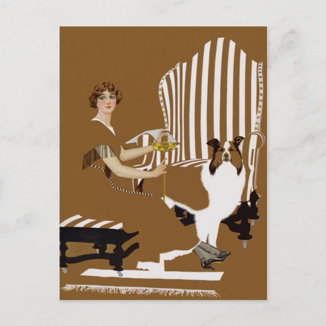 Carte Postale Coles Phillips Fadeaway Femme Avec Collie (Devant)