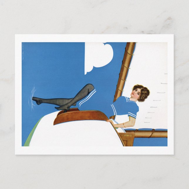 Carte Postale Coles Phillips Fadeaway - Voile Sur Blue Oceans (Devant)