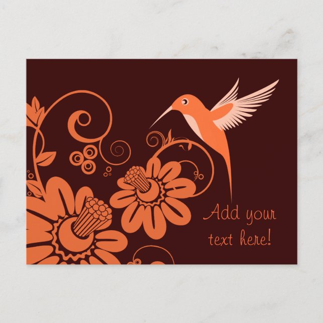 Carte Postale Colibri and Flowers (Devant)
