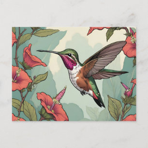 Carte Postale Colibri calliope en vol