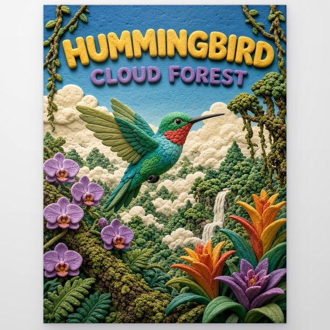 Carte Postale Colibri Cloud Forest Moderne KlayKoo (Créateur téléchargé)
