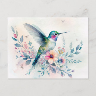 Carte postale Colibri et Fleur sauvage