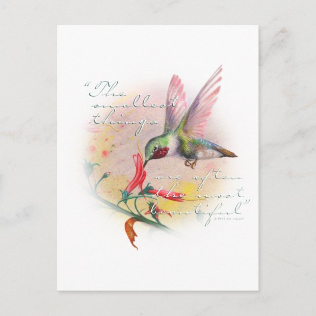 Carte Postale Colibri - Les petites choses sont les plus belles. (Devant)