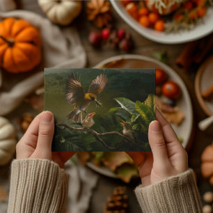 Carte Postale Colibri Mère oiseaux équilibre gracieusement